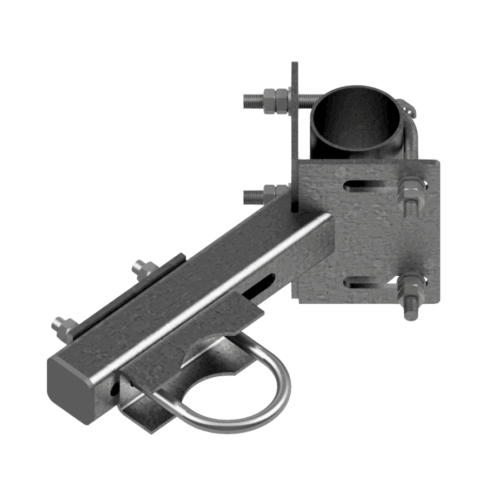 D165 Tower mount Ø50-Ø90 / L50-L90, L=275, for antenna pipe Ø76, slotted holes