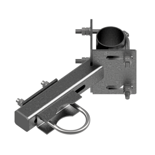 D165 Tower mount Ø50-Ø90 / L50-L90, L=275, for antenna pipe Ø76, slotted holes