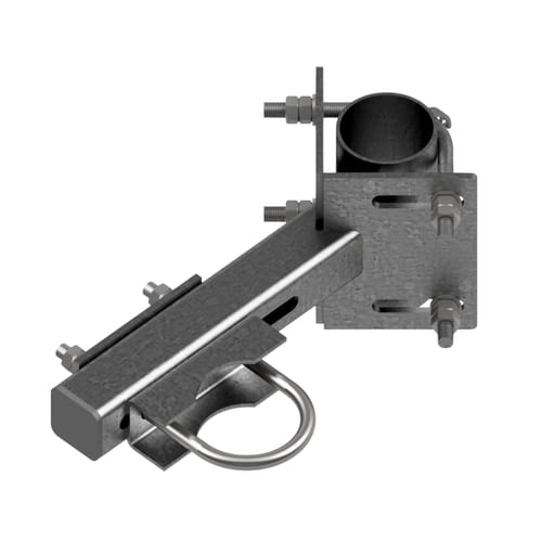 D165 Tower mount Ø50-Ø90 / L50-L90, L=275, for antenna pipe Ø76, slotted holes