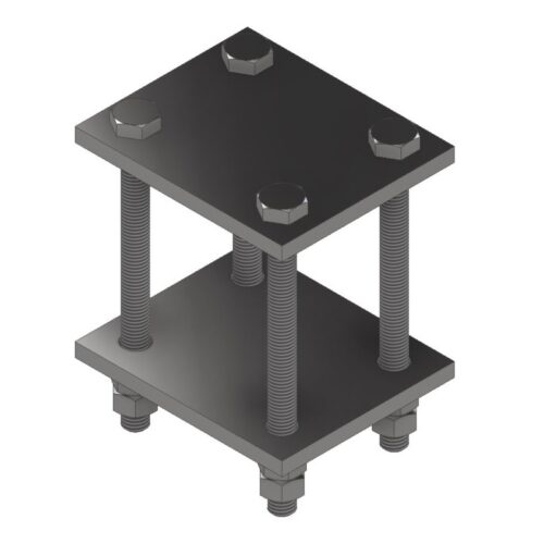 D55 Square Tube Clamp 50-HUP, 4pcs of bolts